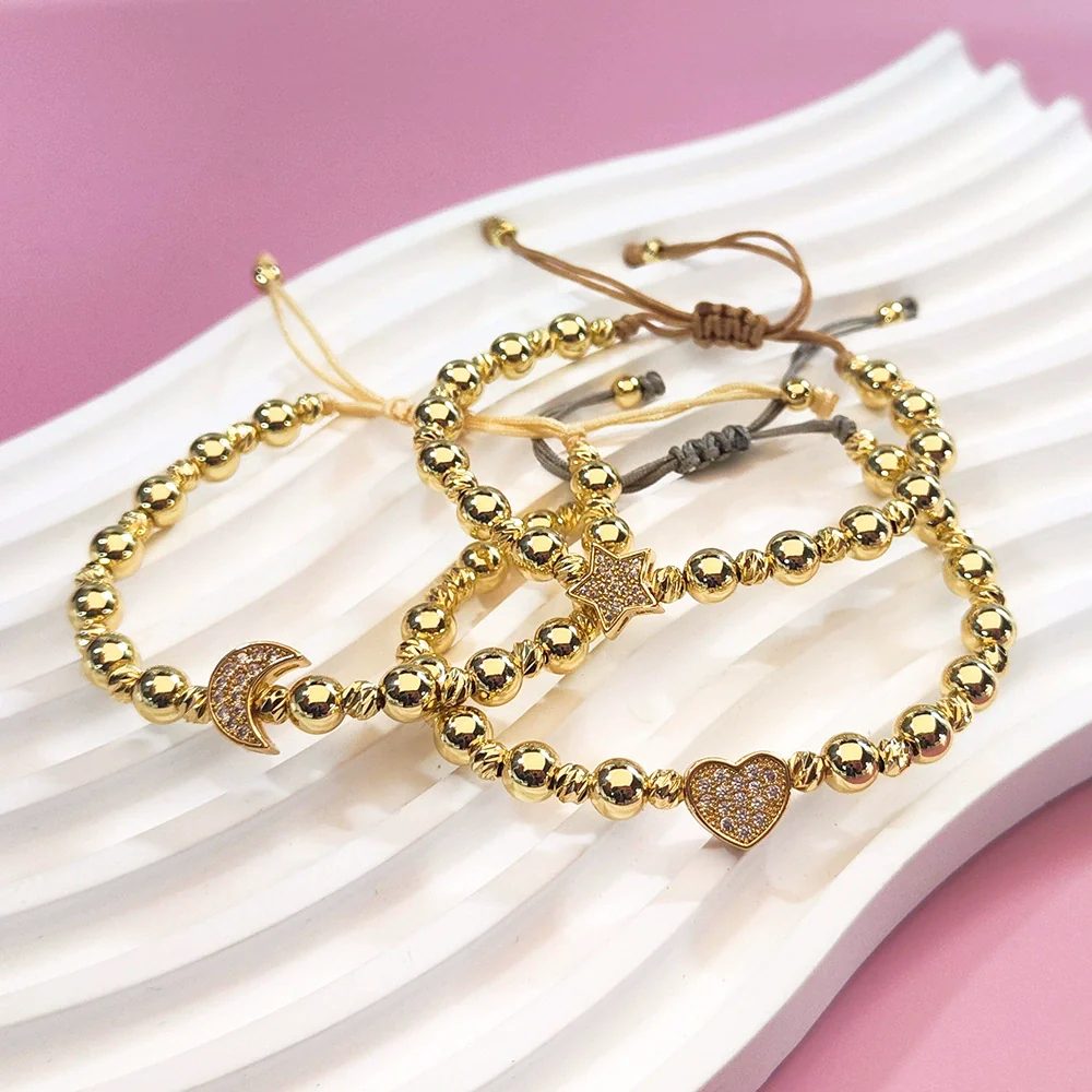 Wholesale Metal Hand Knitted Love Heart And Star Patterned Women's Jewelry Bracelet - Image 2