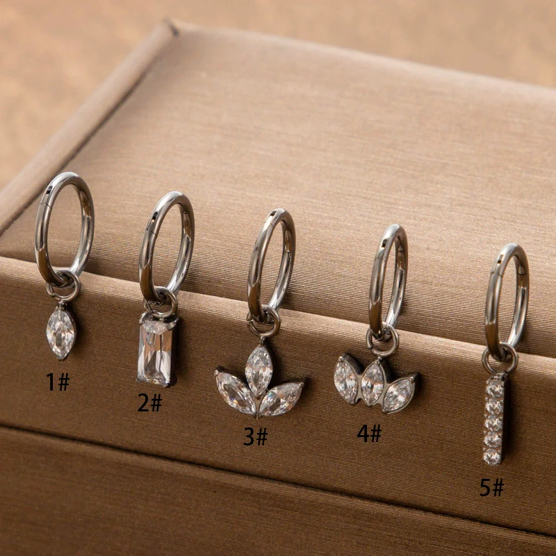Wholesale Metal Heart Pattern Titanium Ear Buckle Zircon Pendant Earrings For Women Electroplated - Image 2