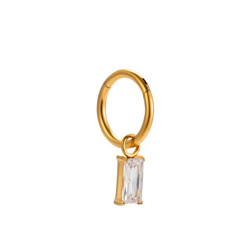 Wholesale Metal Heart Pattern Titanium Ear Buckle Zircon Pendant Earrings For Women Electroplated - Image 5