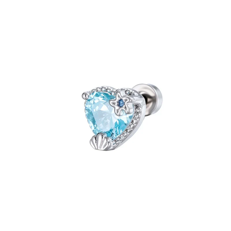 Wholesale Metal Heart Shape Niche Cartilage Piercing Ear Bone Nail Set With Diamonds In Fashion Style - Image 5