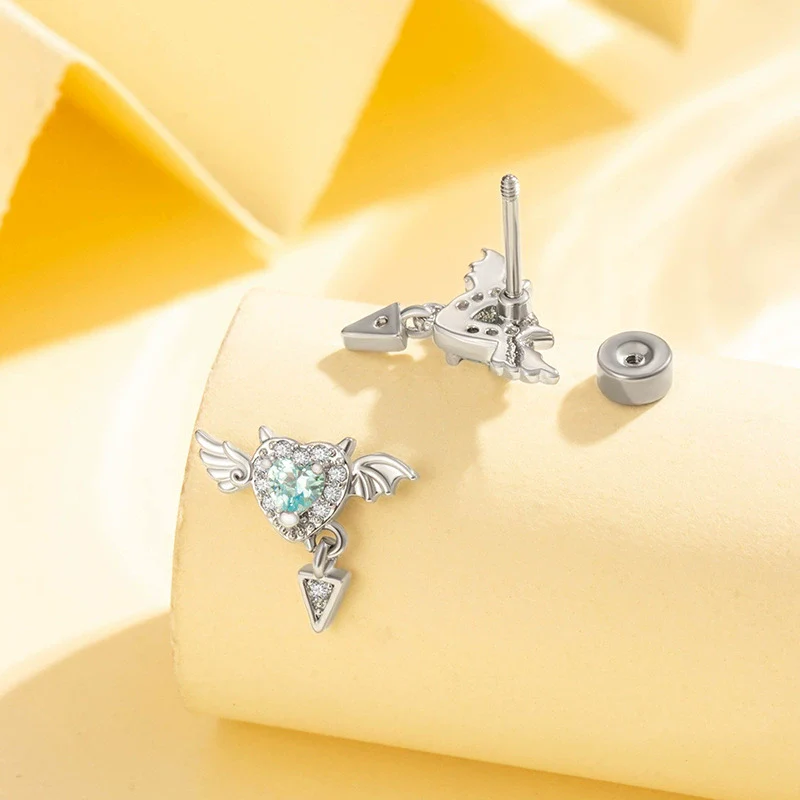 Wholesale Metal Heart Shape Zirconia Fashion Jewelry Cartilage Puncture Ear Bone Nail