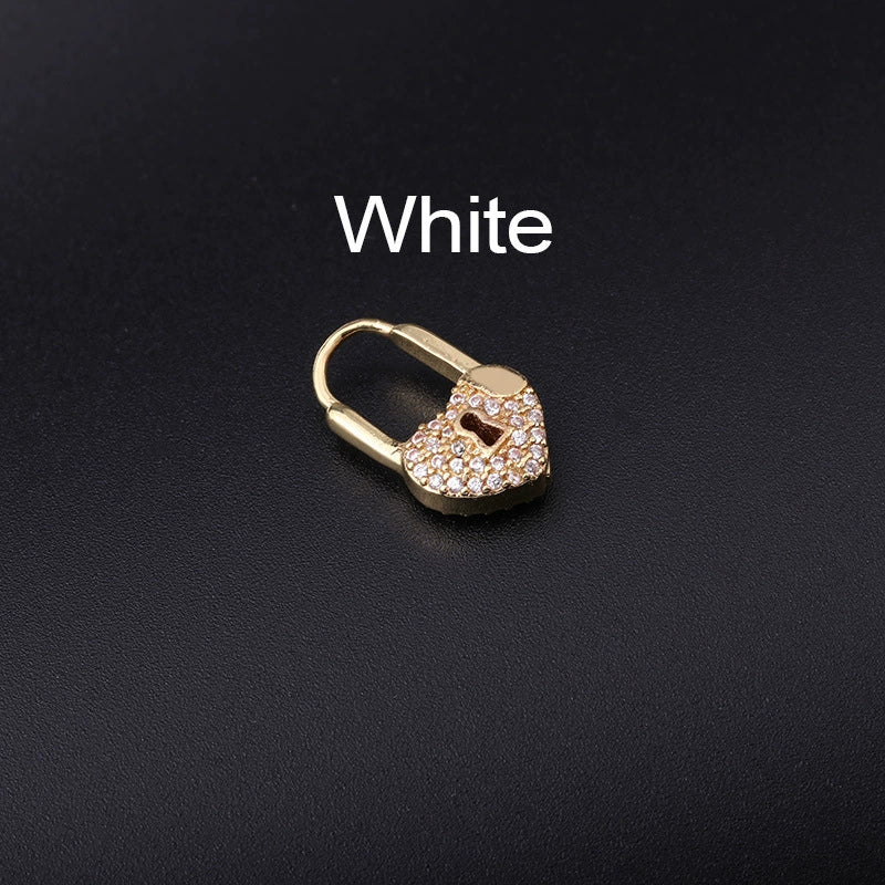 Wholesale Metal Heartshaped Doublesided Zircon Love Lock Earring Jewelry With Electroplating - Image 6