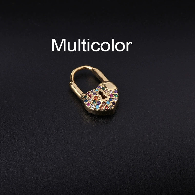 Wholesale Metal Heartshaped Doublesided Zircon Love Lock Earring Jewelry With Electroplating - Image 7