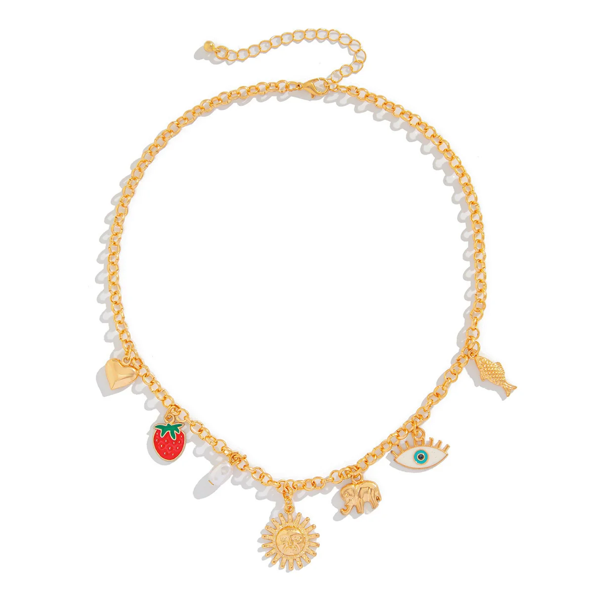 Wholesale Metal Heartshaped Geometric Multieyes Tassel Collarbone Necklace For Women With Electroplating - Image 5