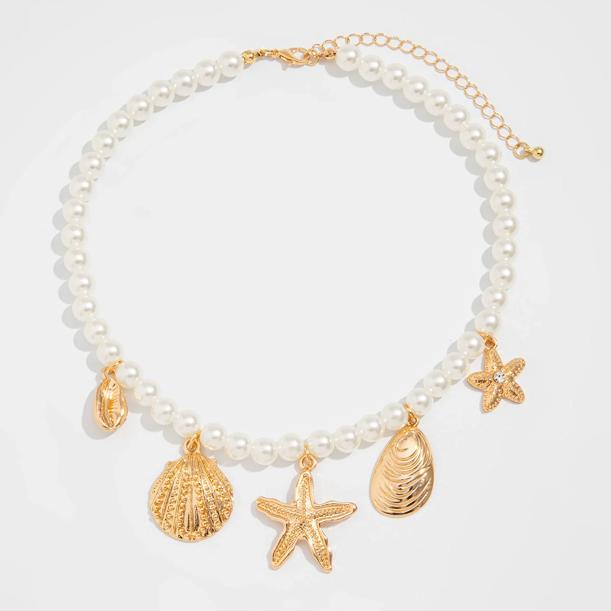 Wholesale Metal Imitation Pearl Star Geometric Clavicle Necklace With Electroplating For Women - Image 5