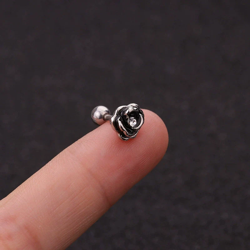 Wholesale Metal Inlaid Zircon Flower Style Ear Nail For Body Puncture - Image 10