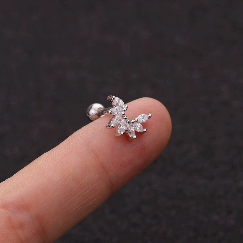 Wholesale Metal Inlaid Zircon Flower Style Ear Nail For Body Puncture - Image 15