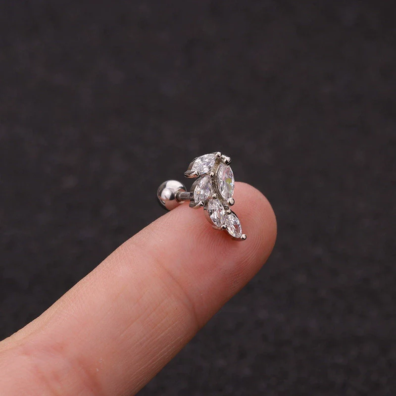 Wholesale Metal Inlaid Zircon Flower Style Ear Nail For Body Puncture - Image 16