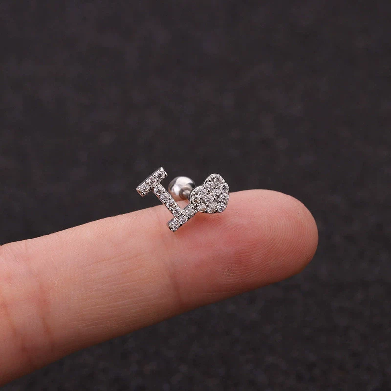 Wholesale Metal Inlaid Zircon Flower Style Ear Nail For Body Puncture - Image 2