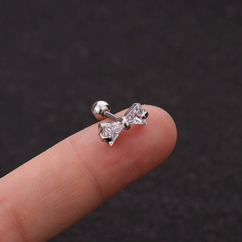 Wholesale Metal Inlaid Zircon Flower Style Ear Nail For Body Puncture - Image 9