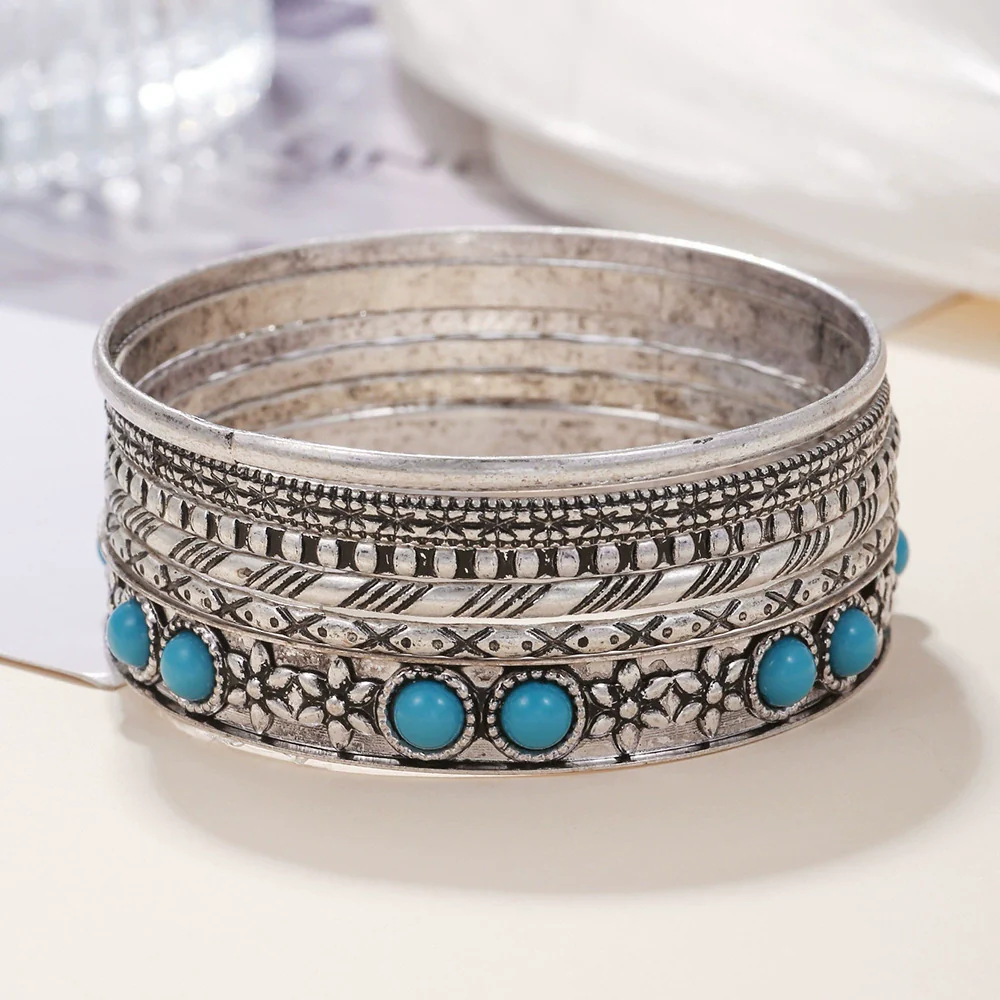 Wholesale Metal Jewelry Set Retro Geometric Style Iron Electroplated Bracelet - Image 2
