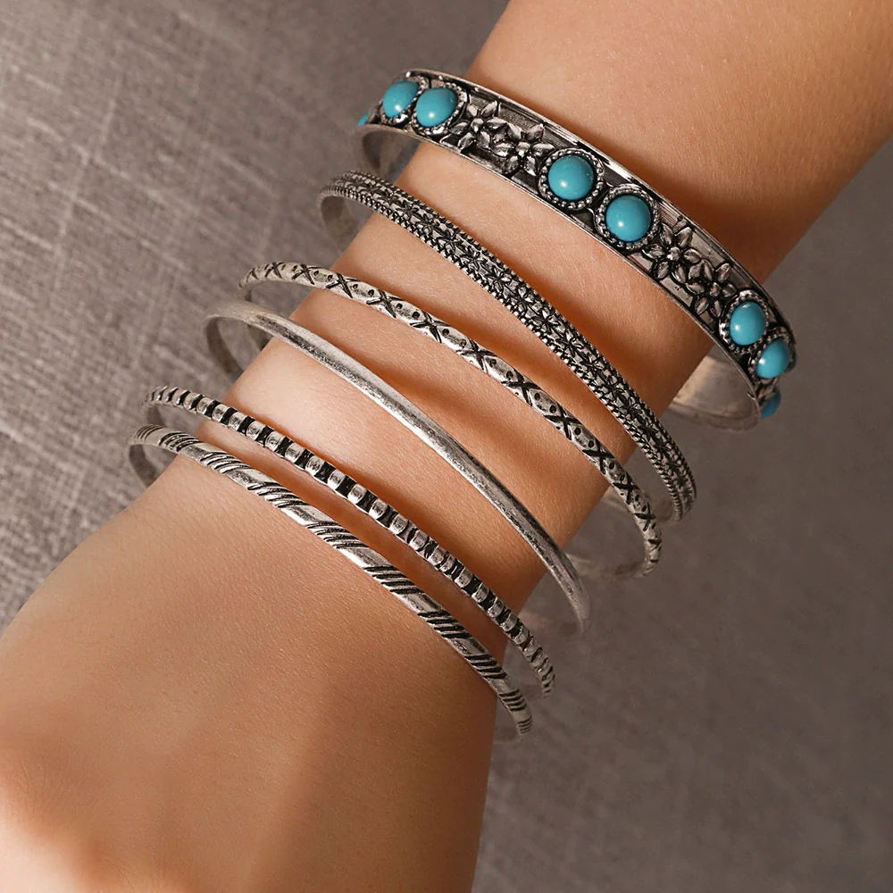 Wholesale Metal Jewelry Set Retro Geometric Style Iron Electroplated Bracelet - Image 4