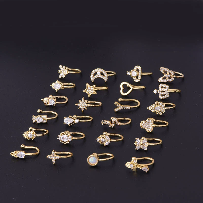 Wholesale Metal Microinlaid Zircon Geometric Nose Ornaments Electroplated Fashion Jewelry For Women - Image 2