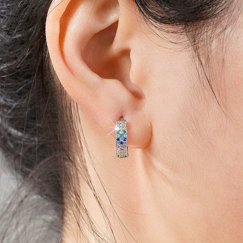 Wholesale Metal Microinlaid Zircon Women's Earrings Copper Geometric Style - Image 3