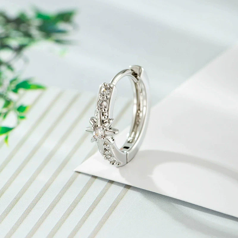 Wholesale Metal Microinlaid Zirconia Star Earrings - Image 2