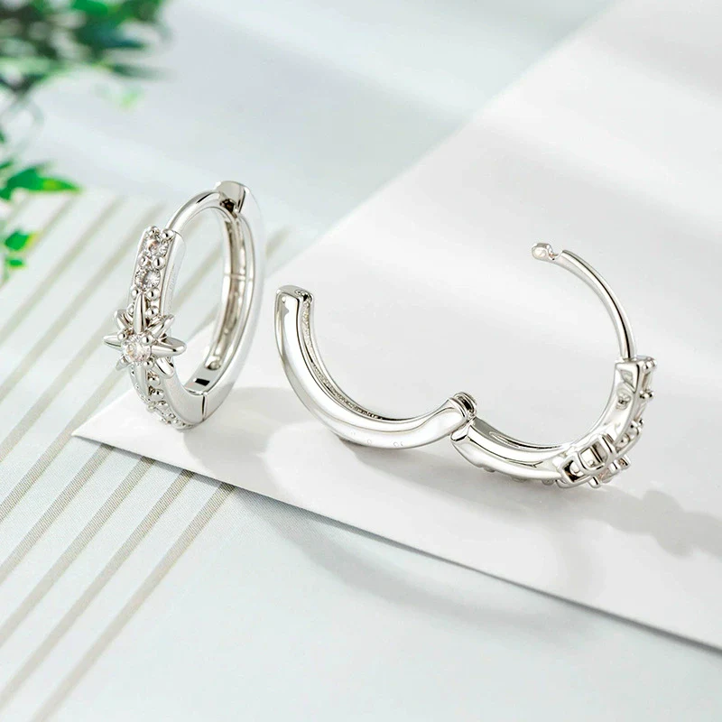 Wholesale Metal Microinlaid Zirconia Star Earrings - Image 4