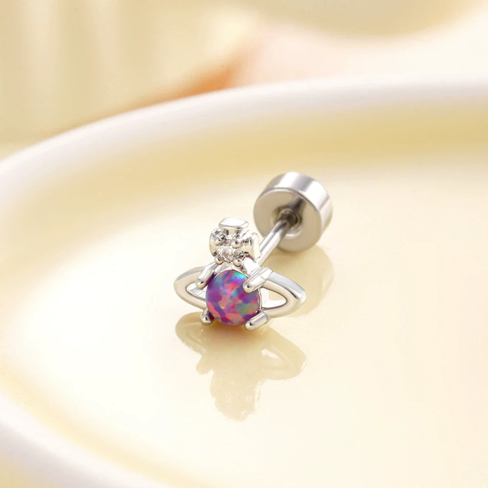 Wholesale Metal Opal Saturn Ear Nails With Geometric Pattern For Women - Image 8