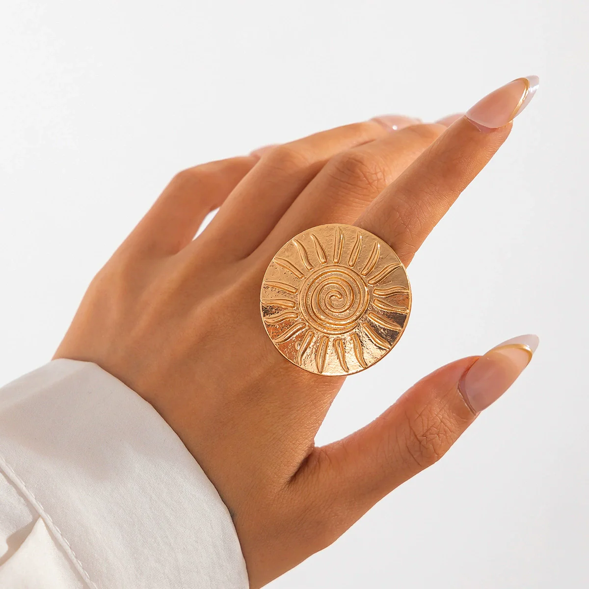 Wholesale Metal Open Ring With Imitation Pearl Flower And Geometric Design Electroplated For Women - Image 11