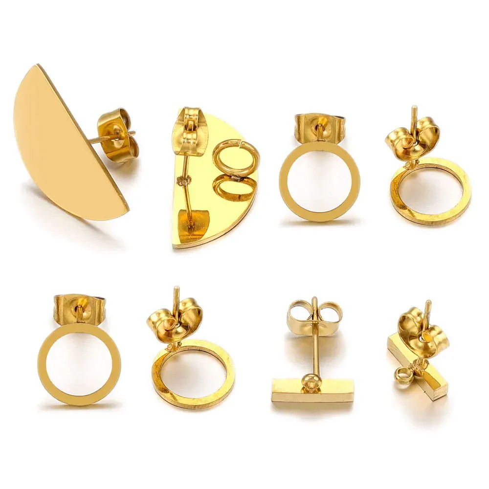 Wholesale Metal Oval Fan Diy Earrings With Vacuum Color Retention And Electroplating Waterproof Jewelry Pendant Earrings - Image 3