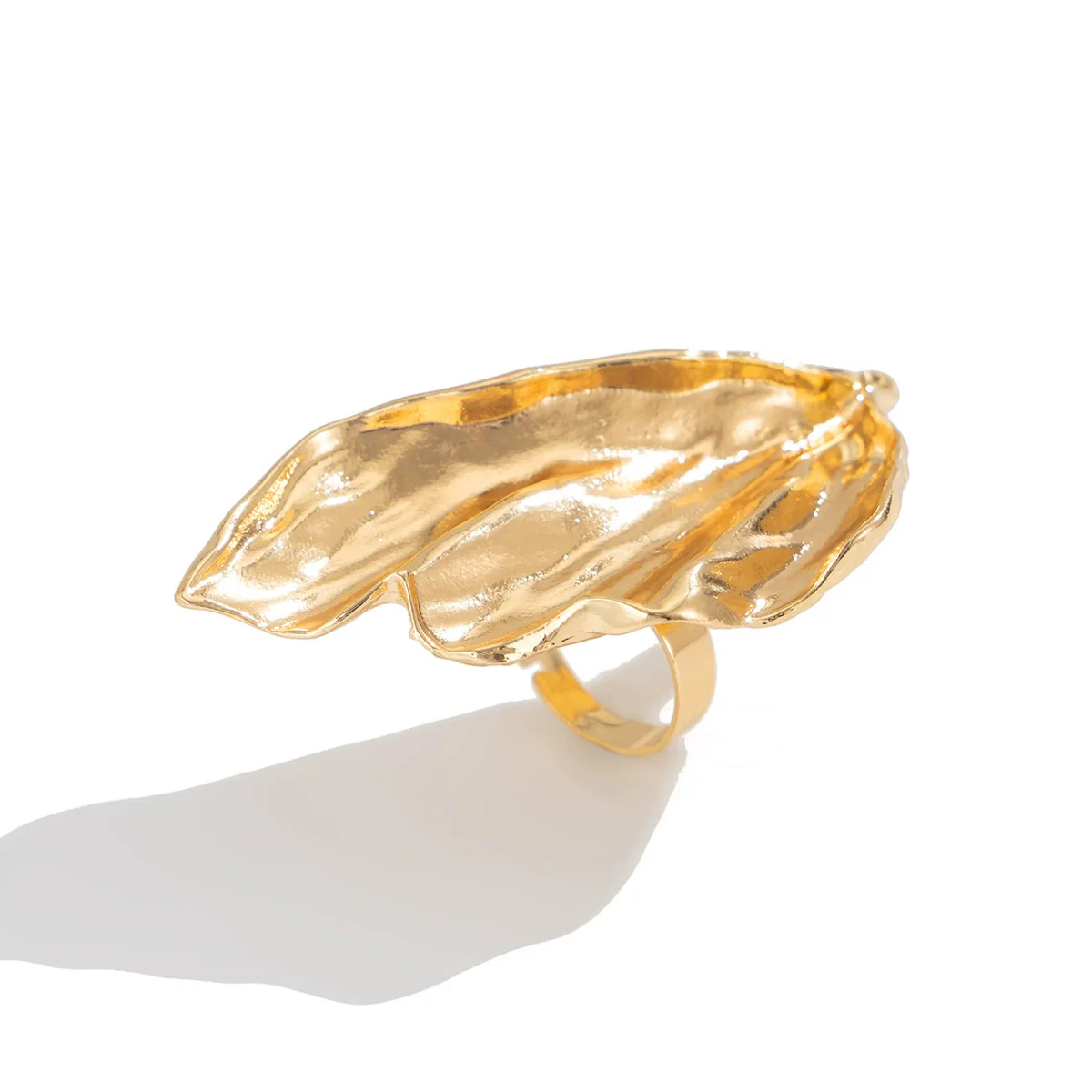 Wholesale Metal Pleated Leaf Ring With Big Butterfly Flower And Geometric Animal Zodiac Pattern Electroplated For Women In Ins Style - Image 5