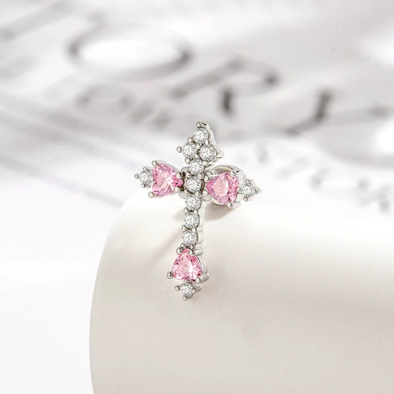 Wholesale Metal Puncture Jewelry Microinlaid Zircon Fashion Cross Design