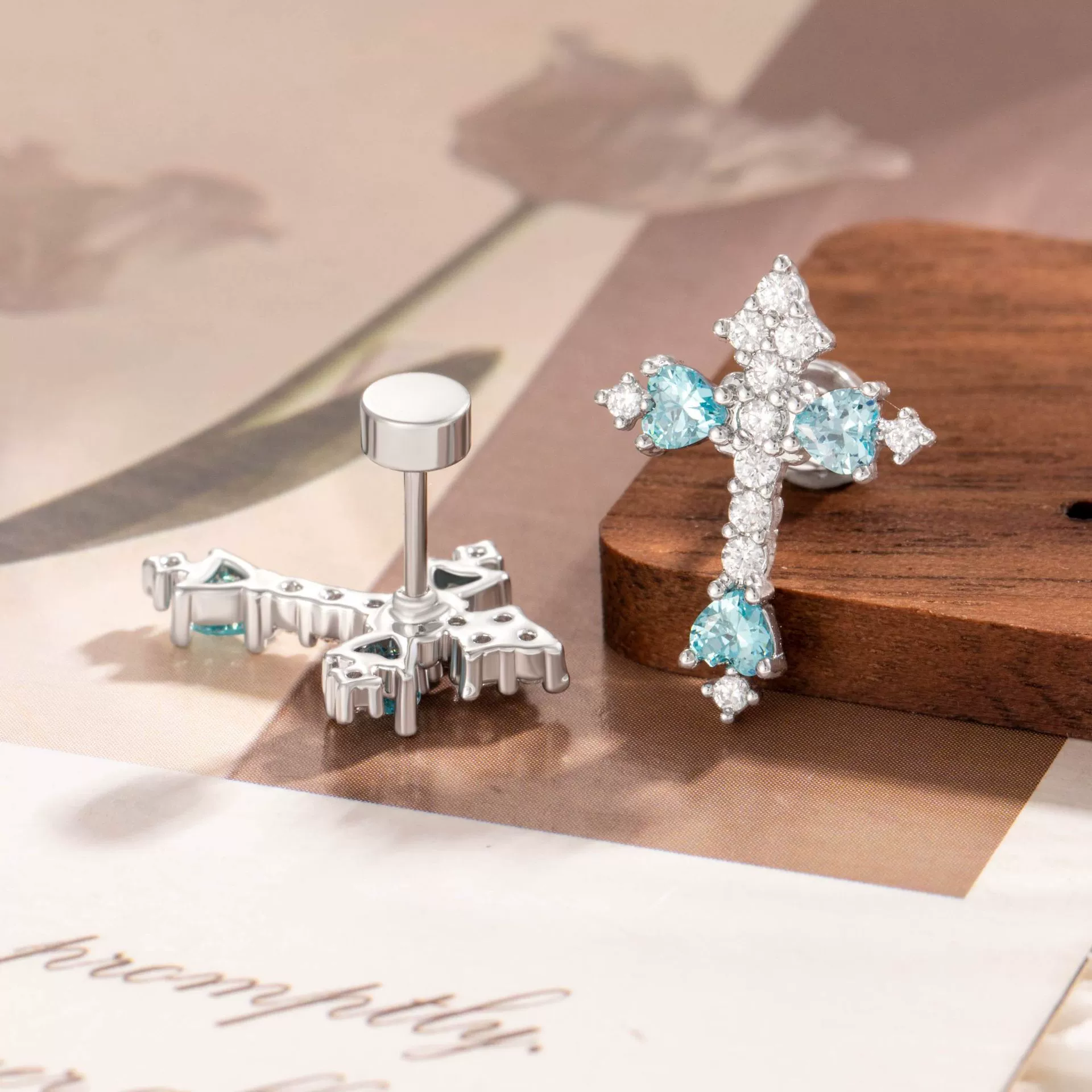 Wholesale Metal Puncture Jewelry Microinlaid Zircon Fashion Cross Design - Image 3
