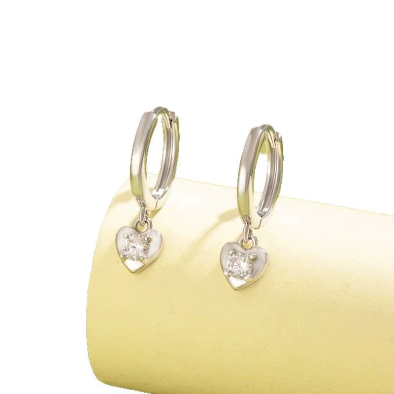 Wholesale Metal Retro Heartshaped Zircon Earrings For Women - Image 4