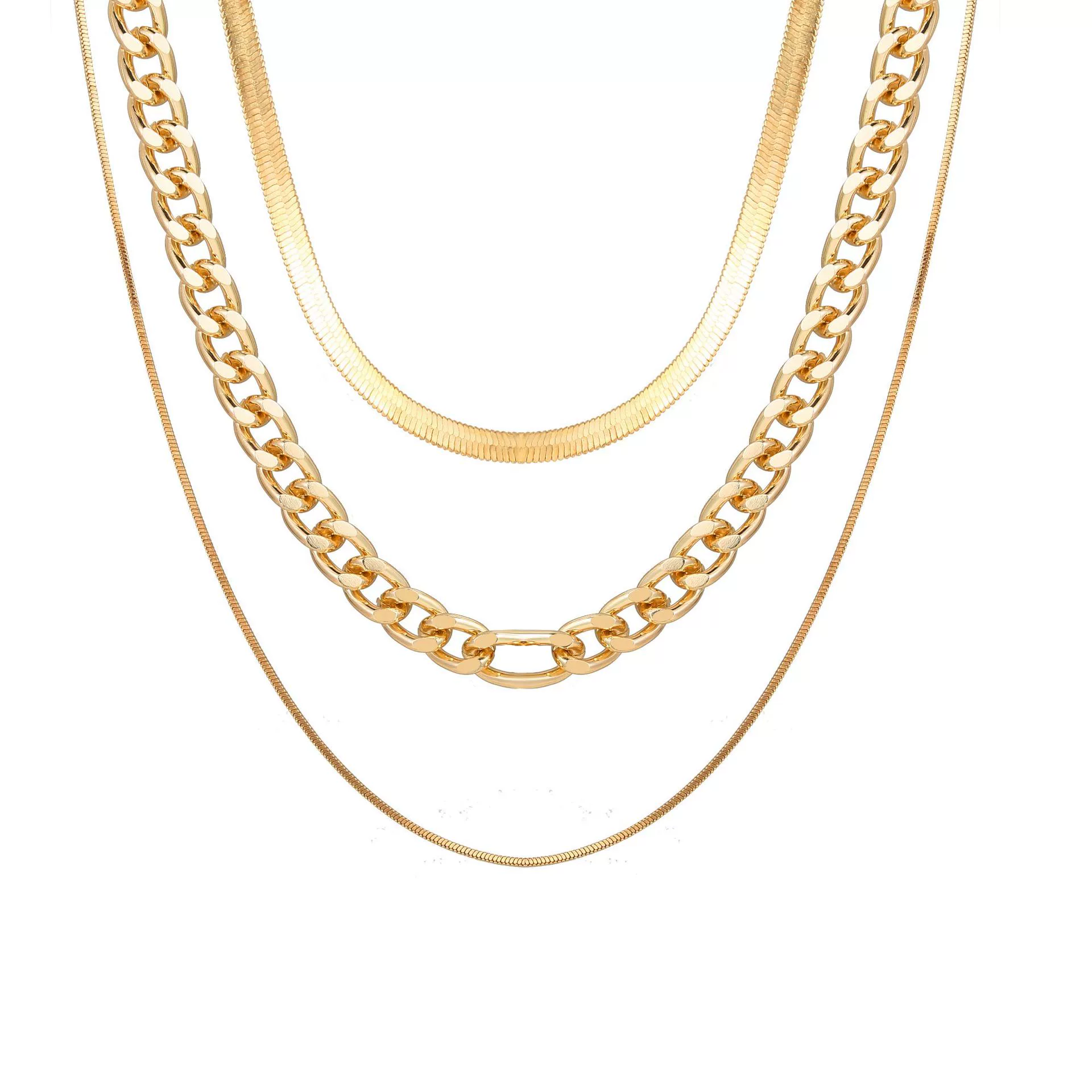 Wholesale Metal Snake Bone Chain Multilayered Necklace Punk Style Geometric Alloy Electroplated For Women
