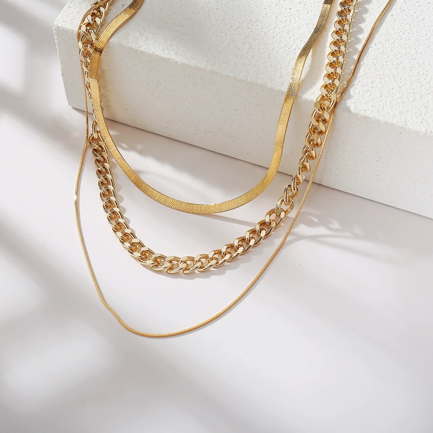 Wholesale Metal Snake Bone Chain Multilayered Necklace Punk Style Geometric Alloy Electroplated For Women - Image 3