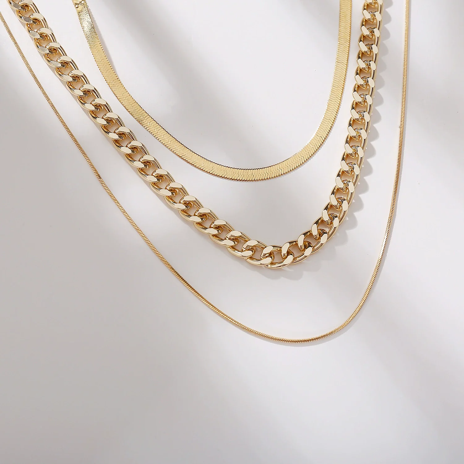 Wholesale Metal Snake Bone Chain Multilayered Necklace Punk Style Geometric Alloy Electroplated For Women - Image 4