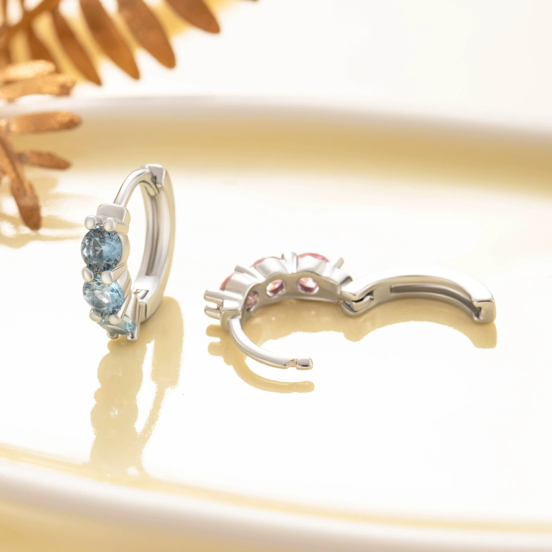 Wholesale Metal Sweet Geometric Copper Zircon Ear Buckle Earrings For Women Electroplated