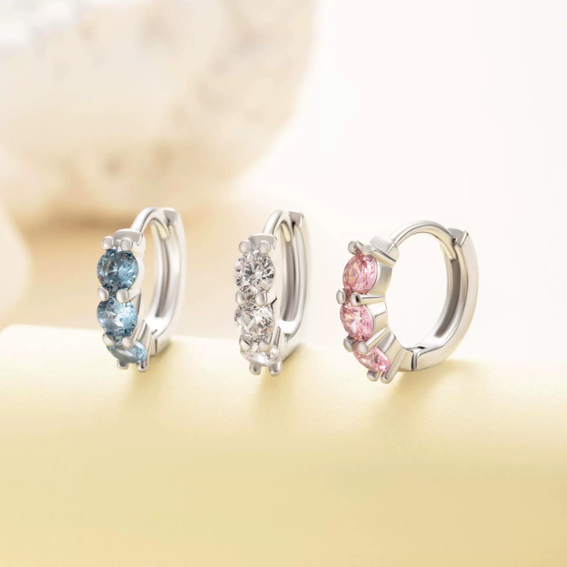 Wholesale Metal Sweet Geometric Copper Zircon Ear Buckle Earrings For Women Electroplated - Image 2