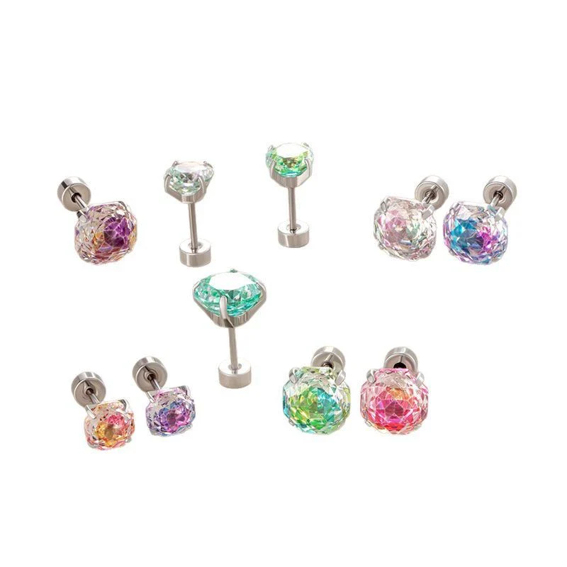 Wholesale Metal Sweet Style Flower Shape Zirconia Inlaid Titanium Steel Ear Nails For Women - Image 4