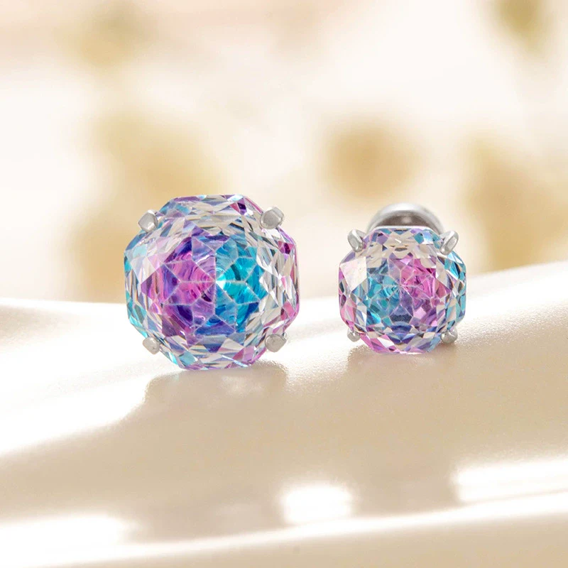 Wholesale Metal Sweet Style Flower Shape Zirconia Inlaid Titanium Steel Ear Nails For Women - Image 5