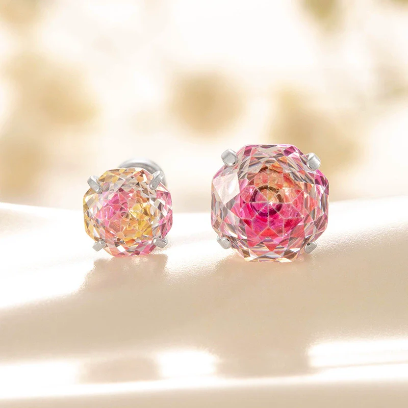 Wholesale Metal Sweet Style Flower Shape Zirconia Inlaid Titanium Steel Ear Nails For Women - Image 7