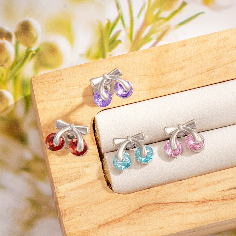 Wholesale Metal Sweet Style Fruit Shape Electroplating Titanium Steel Cartilage Puncture Ear Bone Nail