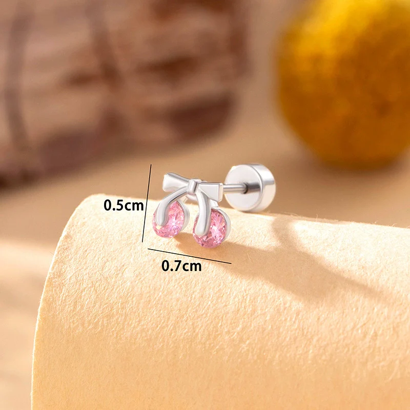 Wholesale Metal Sweet Style Fruit Shape Electroplating Titanium Steel Cartilage Puncture Ear Bone Nail - Image 3