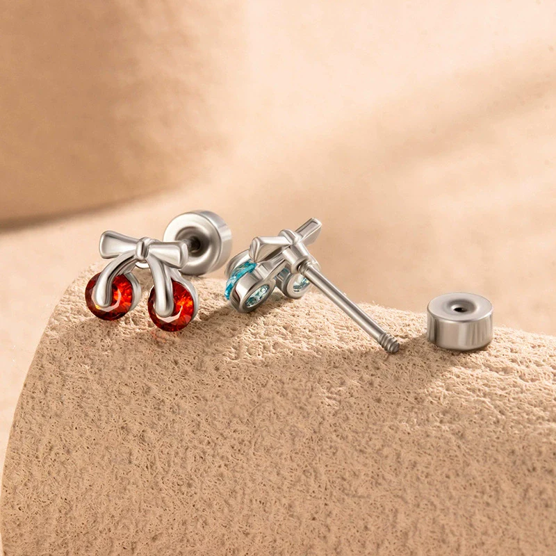 Wholesale Metal Sweet Style Fruit Shape Electroplating Titanium Steel Cartilage Puncture Ear Bone Nail - Image 4