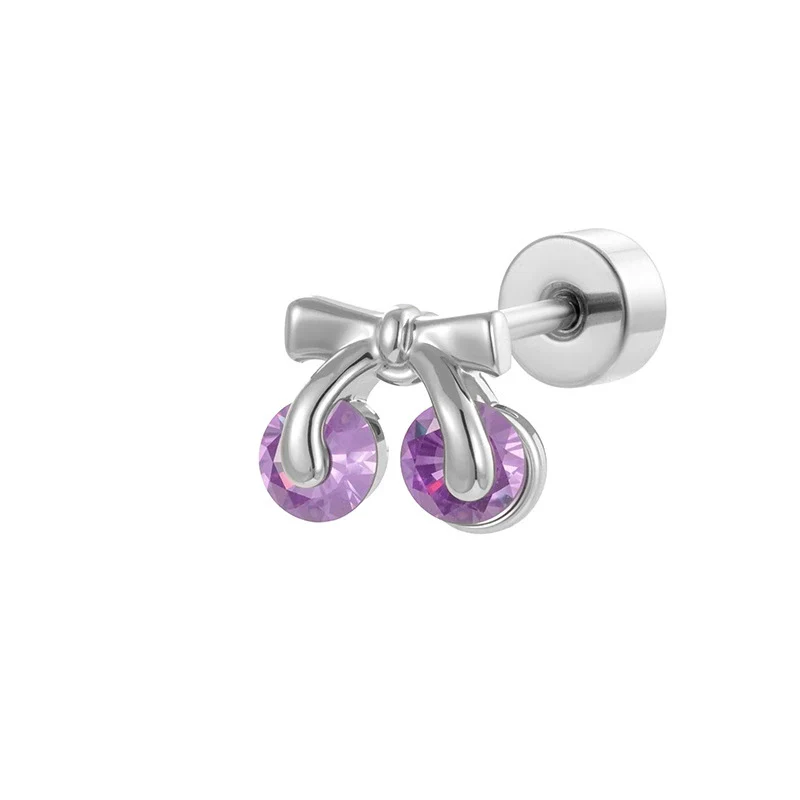 Wholesale Metal Sweet Style Fruit Shape Electroplating Titanium Steel Cartilage Puncture Ear Bone Nail - Image 5