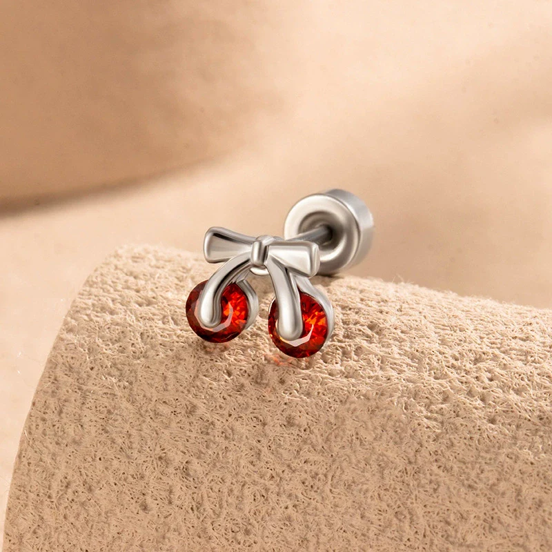 Wholesale Metal Sweet Style Fruit Shape Electroplating Titanium Steel Cartilage Puncture Ear Bone Nail - Image 8