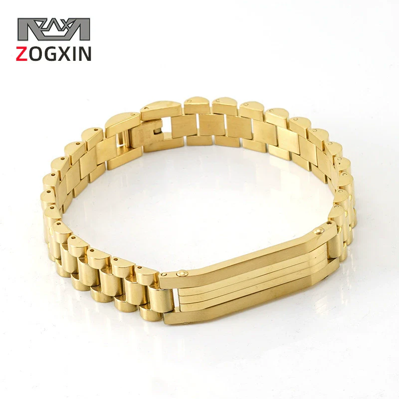 Wholesale Metal Watch Chain 316L Stainless Steel Men's Geometric Vacuum Plated Bracelet