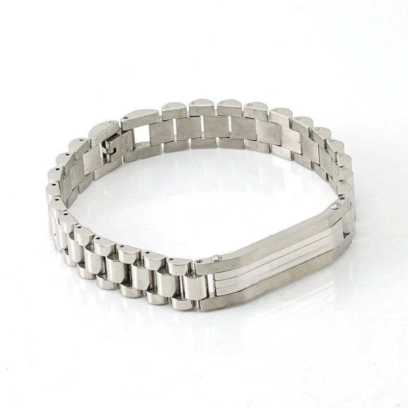 Wholesale Metal Watch Chain 316L Stainless Steel Men's Geometric Vacuum Plated Bracelet - Image 7