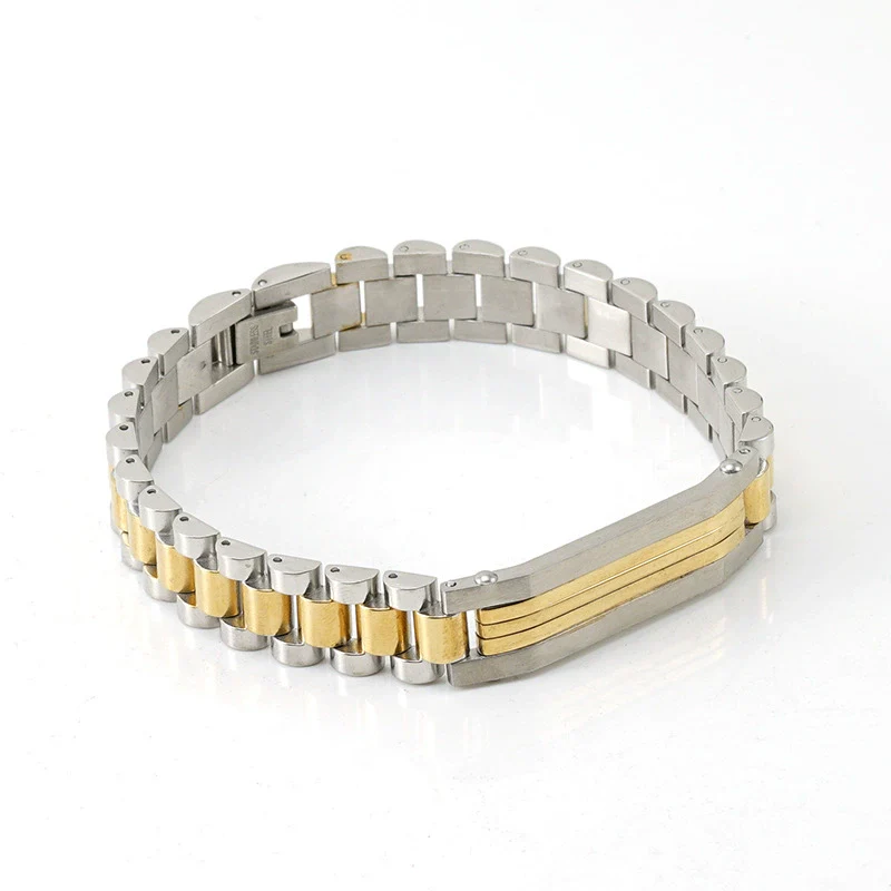 Wholesale Metal Watch Chain 316L Stainless Steel Men's Geometric Vacuum Plated Bracelet - Image 8