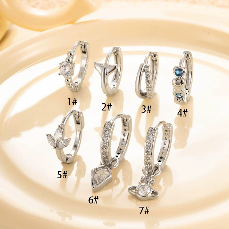 Wholesale Metal Zircon Heart Shape Pendant Cartilage Earring With Electroplating - Image 3