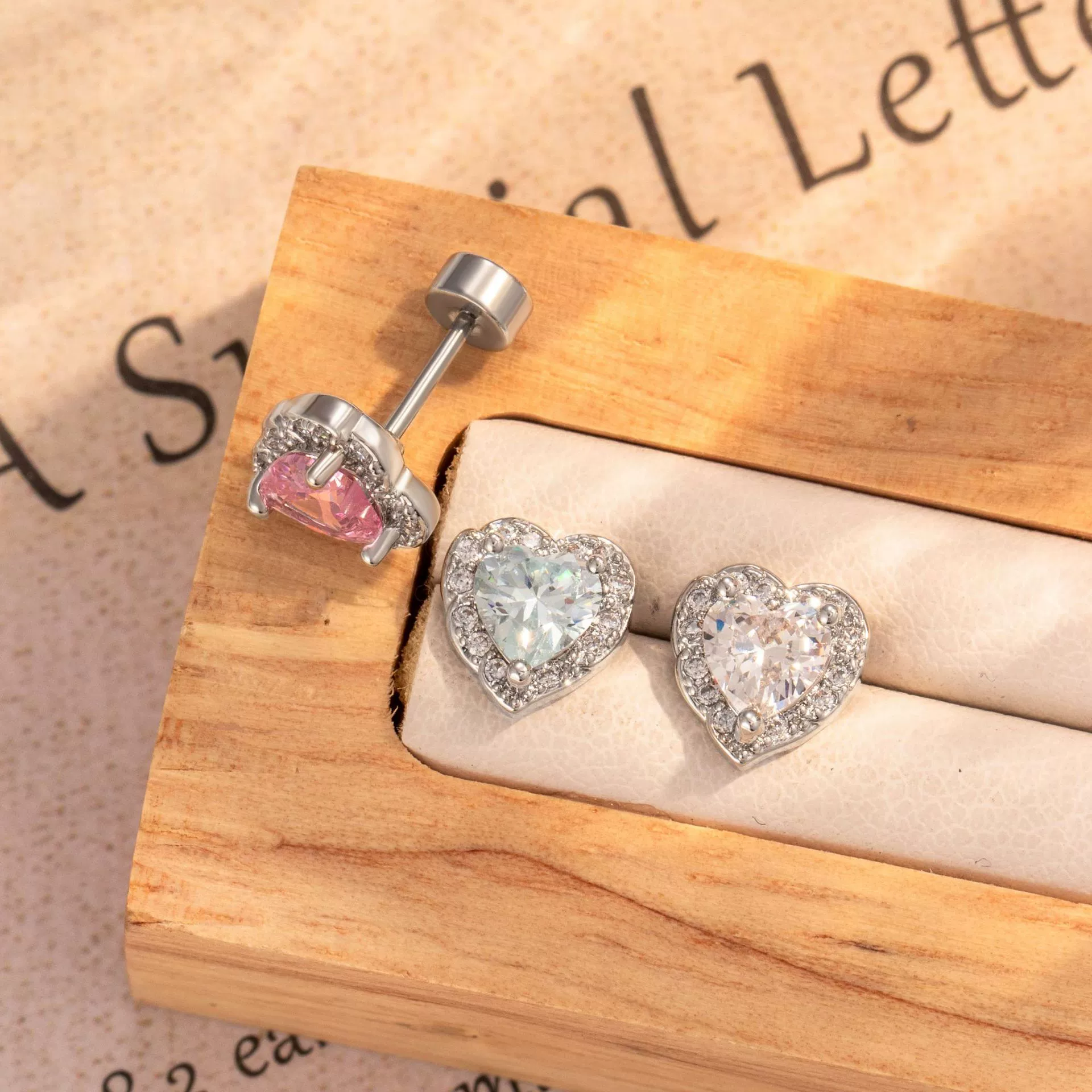 Wholesale Metal Zirconia Fashion Earrings For Women Titanium Steel Doubleheaded Screw Ear Bone Nails - Image 2