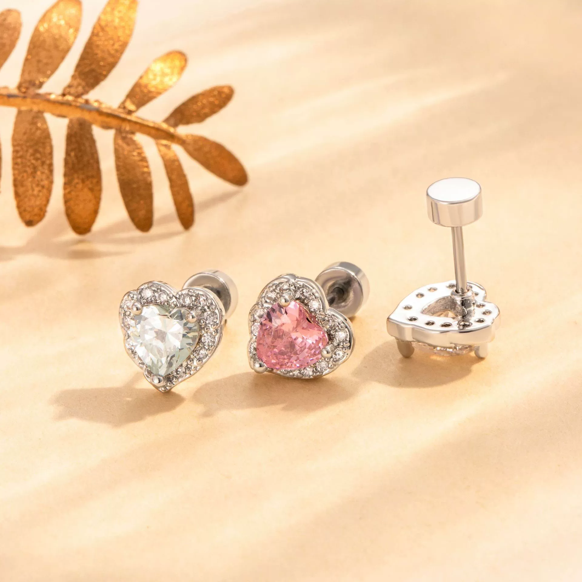 Wholesale Metal Zirconia Fashion Earrings For Women Titanium Steel Doubleheaded Screw Ear Bone Nails - Image 3