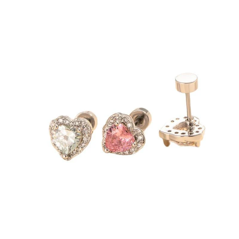 Wholesale Metal Zirconia Fashion Earrings For Women Titanium Steel Doubleheaded Screw Ear Bone Nails - Image 4