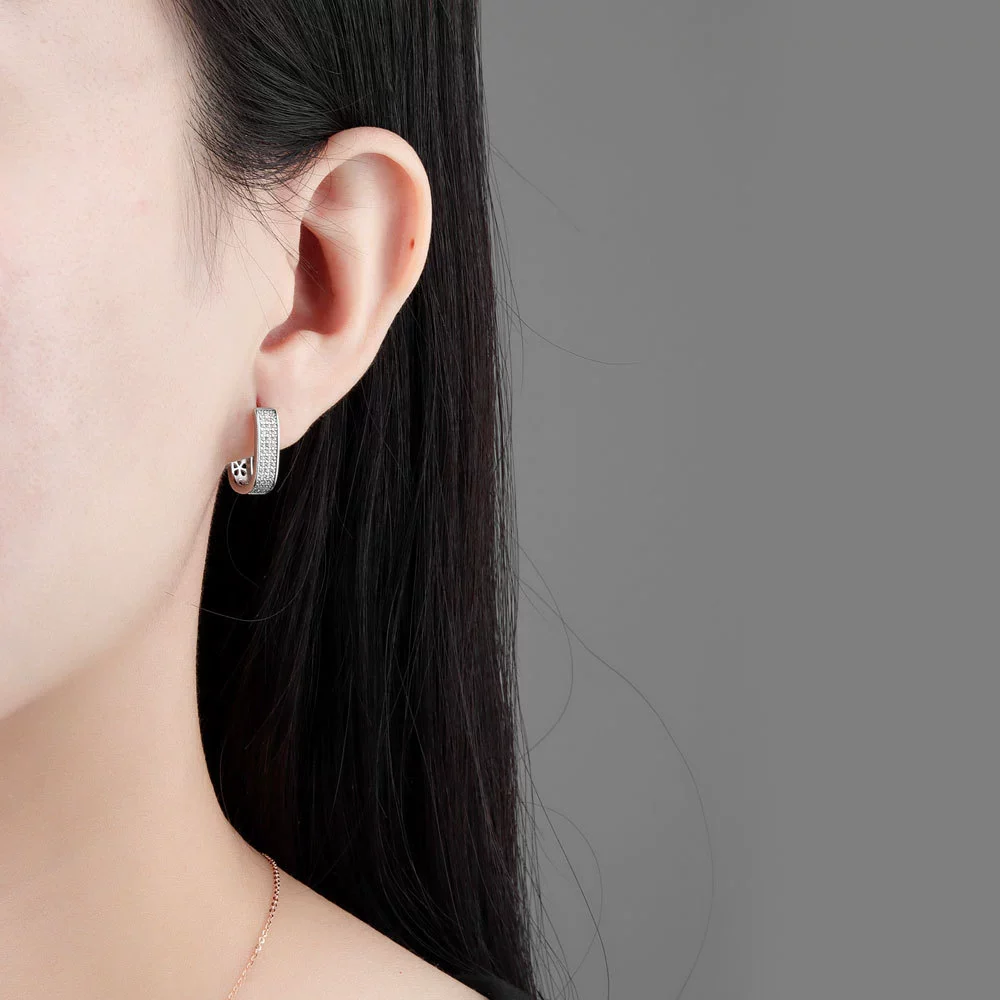 Wholesale Microinlaid Zircon Ushaped Ear Buckle 925 Silver Geometric Style Electroplated Jewelry For Women - Image 2