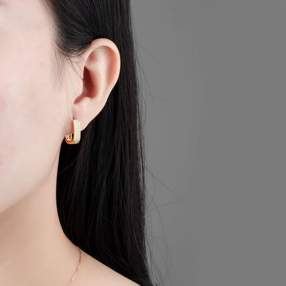 Wholesale Microinlaid Zircon Ushaped Ear Buckle 925 Silver Geometric Style Electroplated Jewelry For Women - Image 3