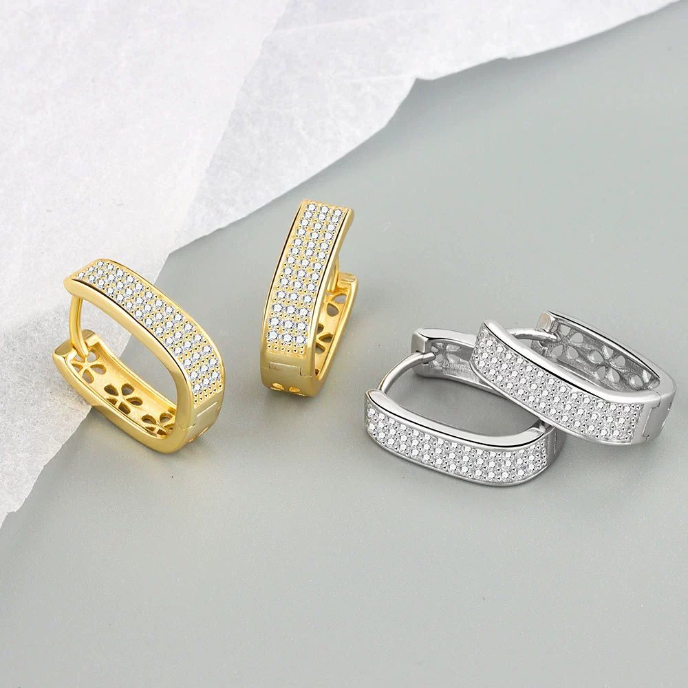 Wholesale Microinlaid Zircon Ushaped Ear Buckle 925 Silver Geometric Style Electroplated Jewelry For Women - Image 4